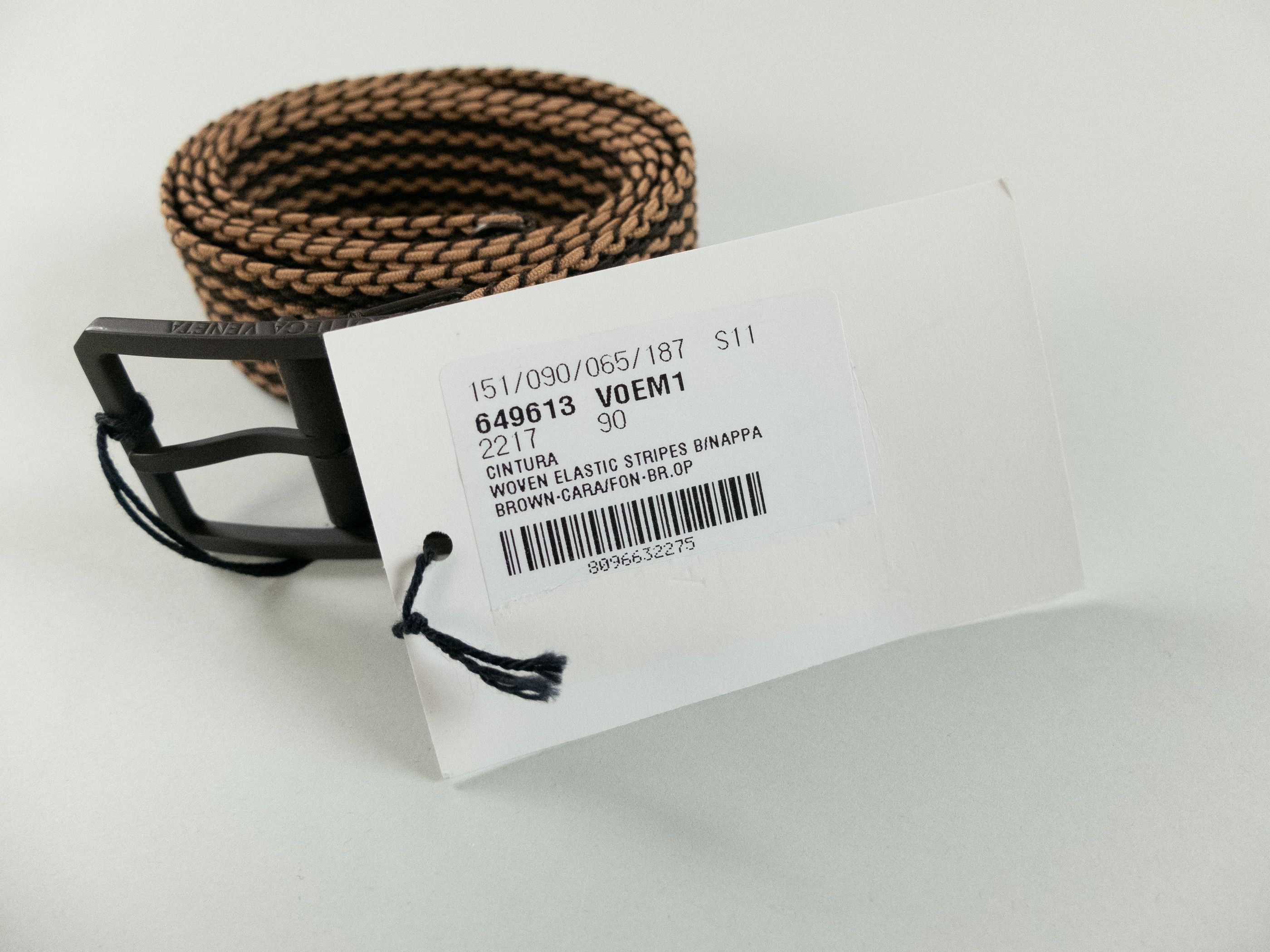 Bottega Veneta BOTTEGA VENETA brown elastic stripes woven fabric belt 90 Size 34 - 4 Thumbnail