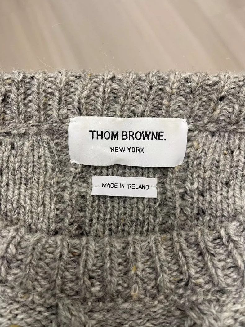 Thom Browne Thom browne Gray four-striped wool horsehair round-neck swe Size US L / EU 52-54 / 3 - 5 Thumbnail