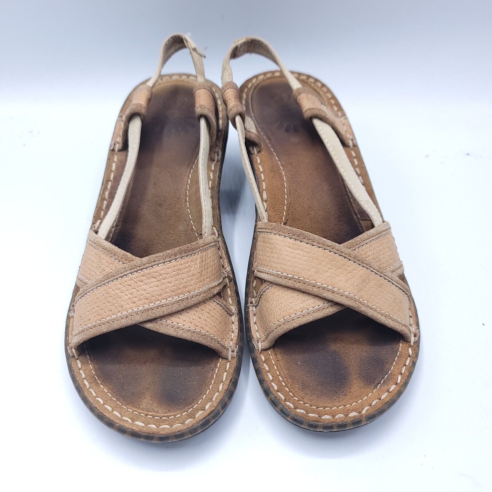 Ugg UGG Slip On Leather Slide Sandals Womens Size 7 Beige Black Size US 7 / IT 37 - 2 Thumbnail
