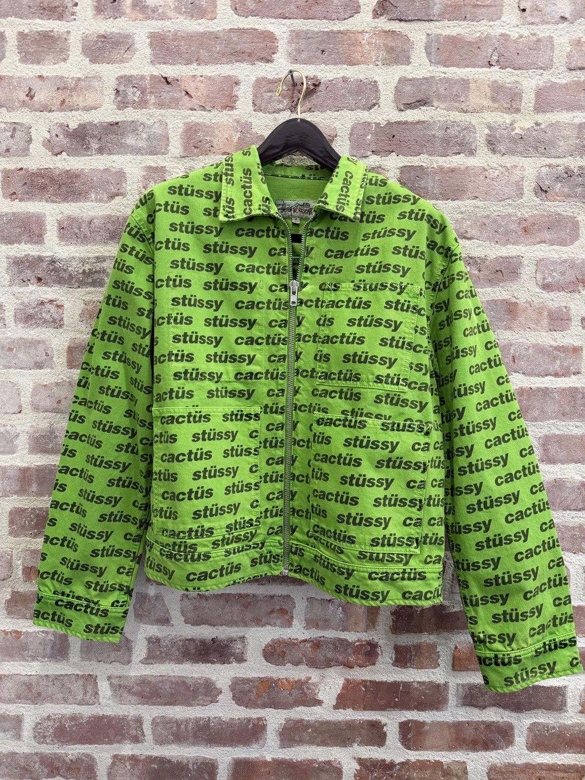 Streetwear × Stussy Olive Stussy Denim Zip Work Jacket | Grailed