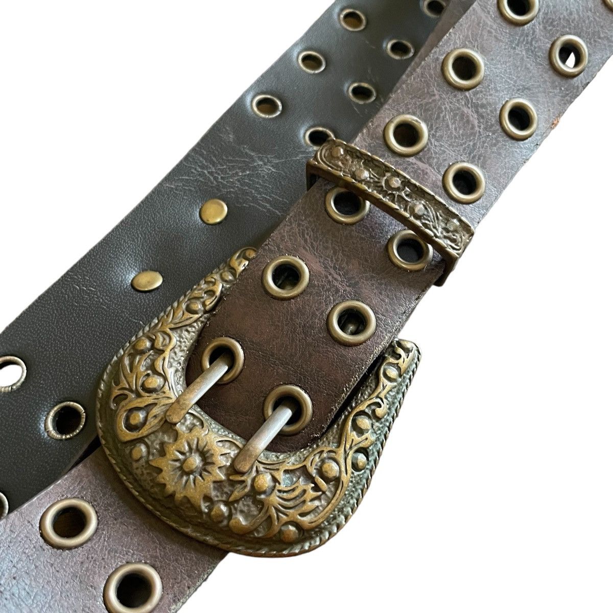 Beauty Beast × Hysteric Glamour Vintage Western leather Belt Bronze Sterling Studded Rivet Size ONE SIZE - 9 Thumbnail