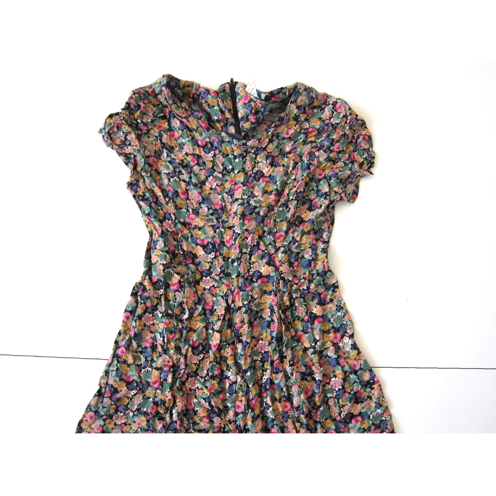 Pinko Fritzi California Jumpsuit Romper Floral Short Sleeve Rayon Pink Green Purple M Womens Size 32" / US 10 / IT 46 - 5 Thumbnail