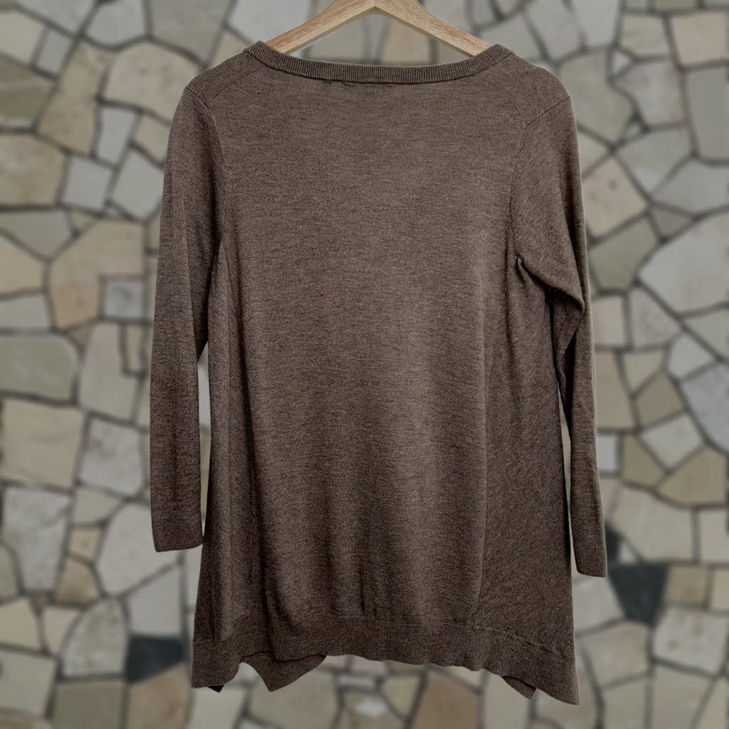 Vince Vince Womens Basic Knit Lightweight Brown Sweater Top V-Neck Split Hem Small Size S / US 4 / IT 40 - 1 Thumbnail