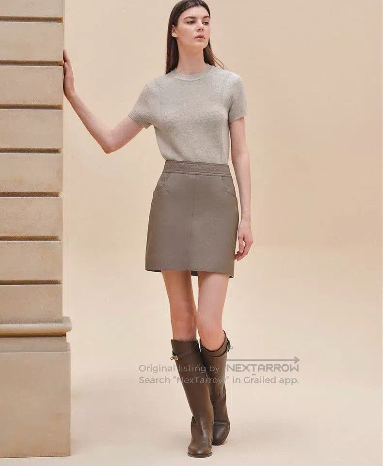 Hermes Hermes 25 Spring/Summer Quilted Detail Mini Skirt Size 42" / US 20 - 1 Thumbnail