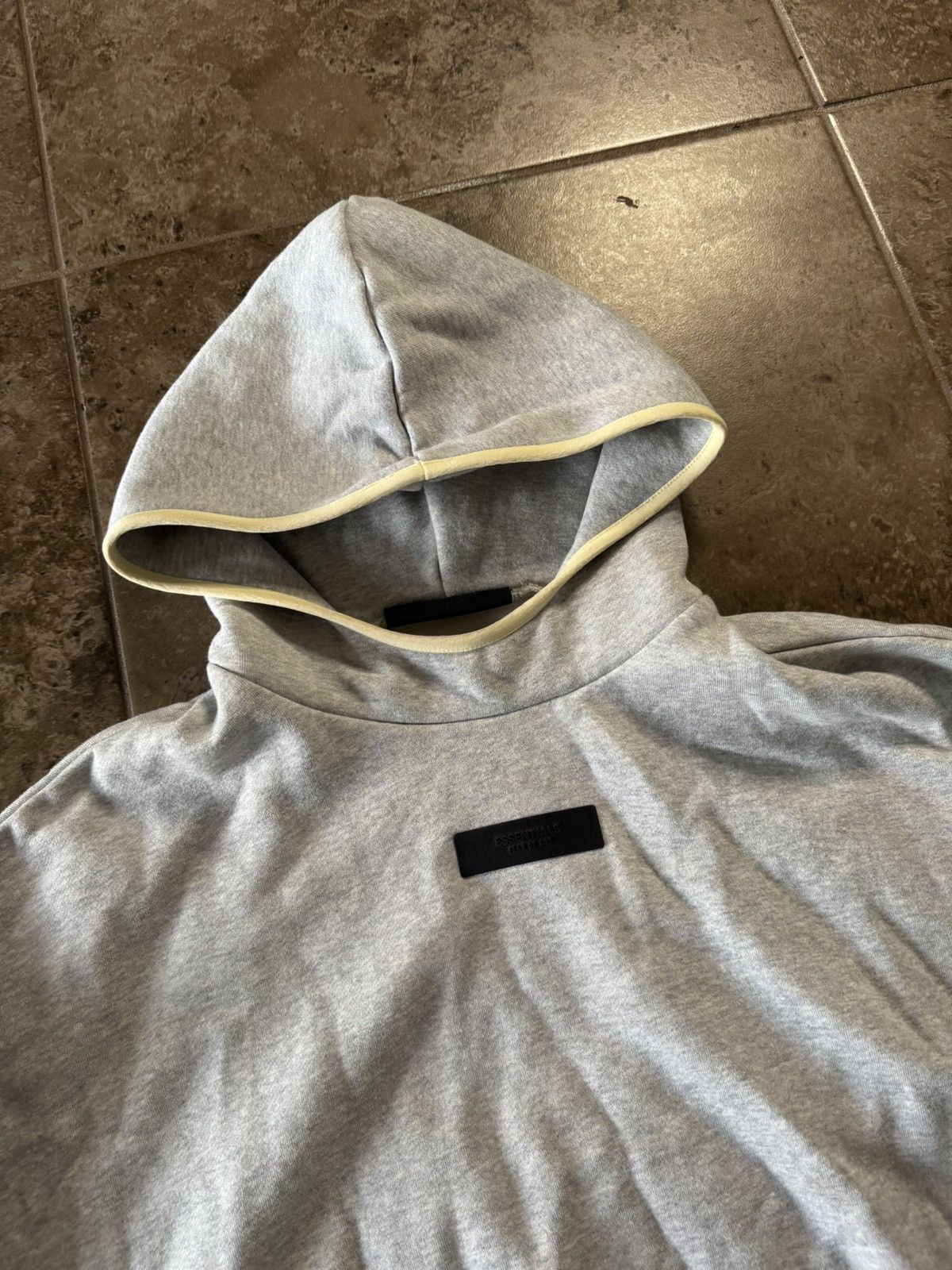 Essentials Fear Of God Essentials Light Heather Grey/ Yellow Hoodie Size US XL / EU 56 / 4 - 2 Thumbnail