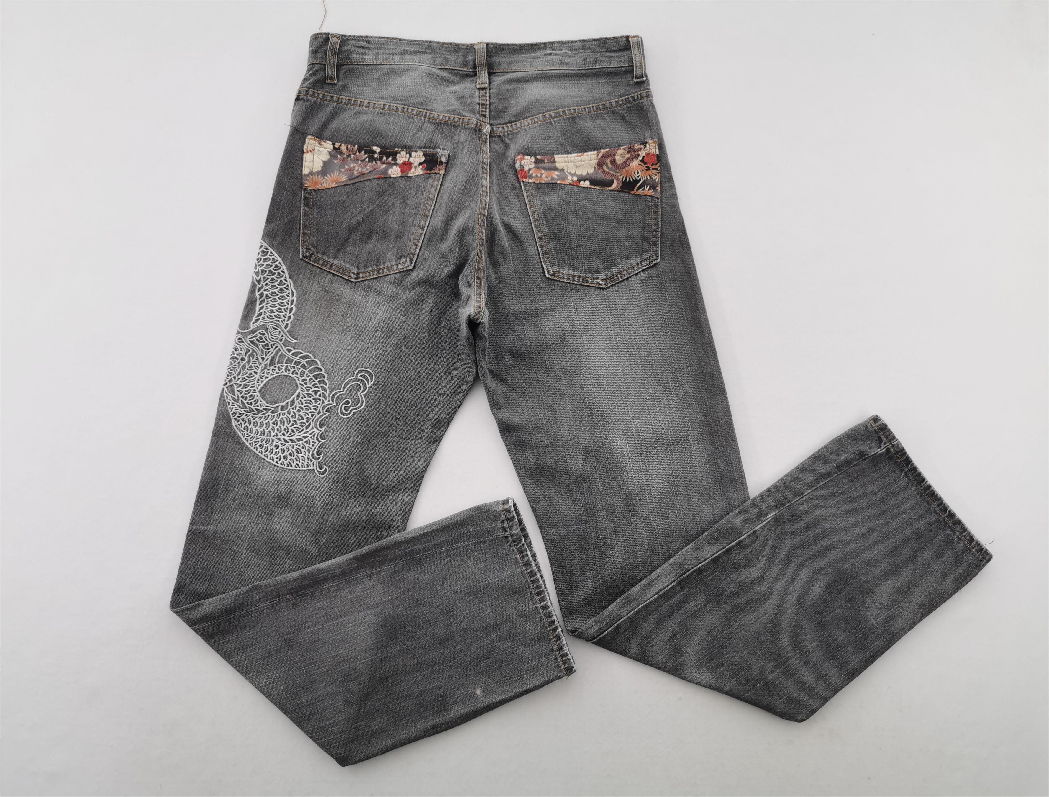 Japanese Brand Distressed Vintage Memory Special Embroidery Dragon Denim Size US 33 - 5 Thumbnail