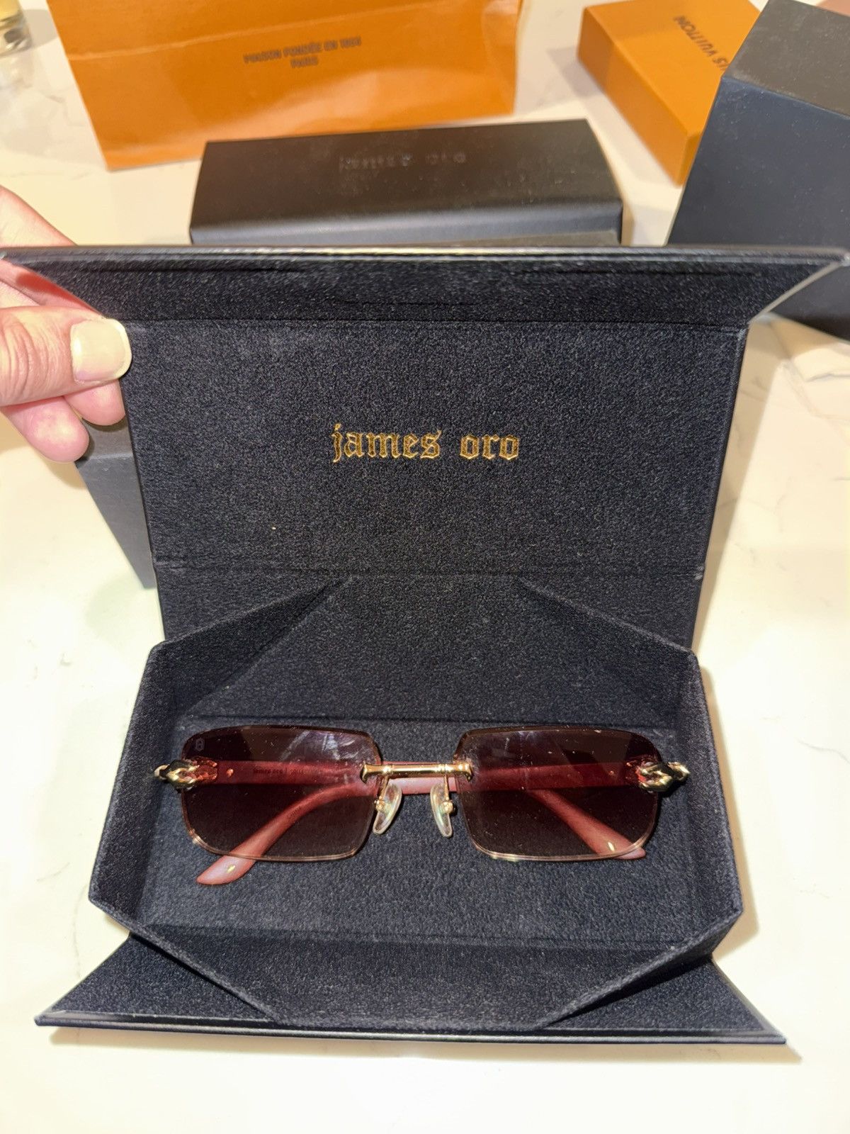 James Oro James Oro Brown Sunglasses Size ONE SIZE - 1 Thumbnail