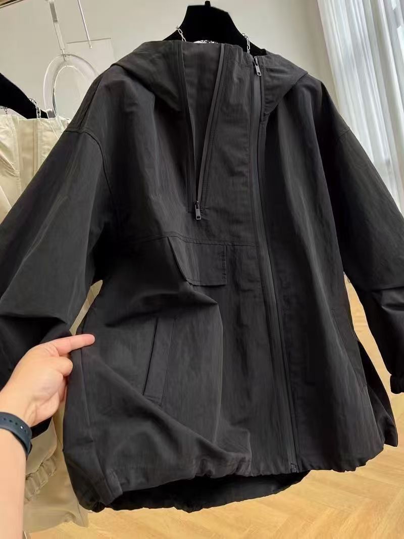Vintage Black Asymmetric Zip Hooded Windbreaker Jacket Size M Size US M / EU 48-50 / 2 - 2 Thumbnail