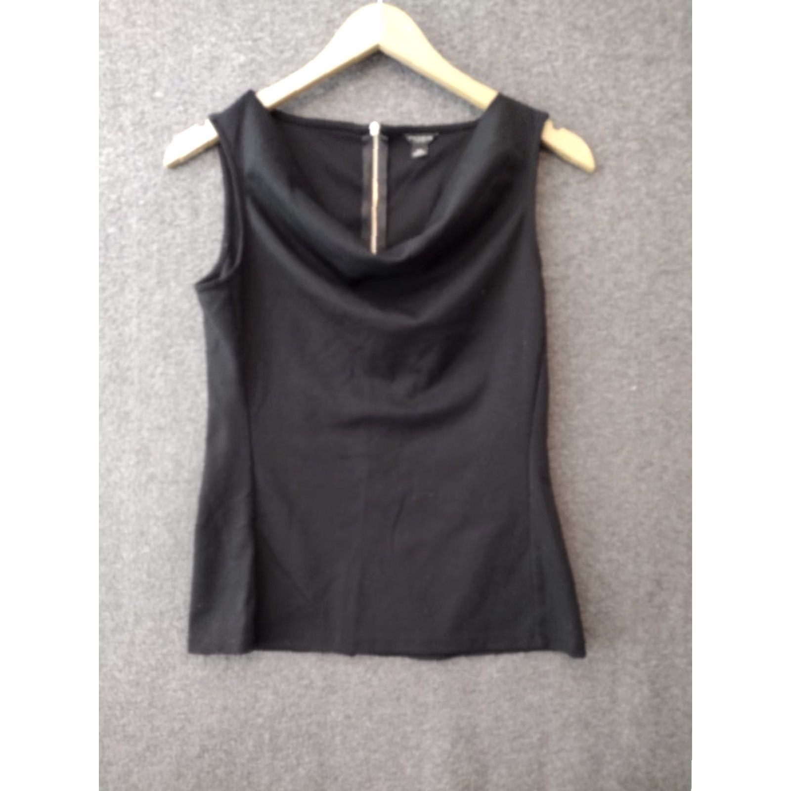 Ann Taylor Ann Taylor Women's Tank XS Black Cowl Neck Sleeveless Top with Zipper, Regular Fit, Blended Fabric, All Seasons, 90s Theme, Casual, White? Size XS / US 0-2 / IT 36-38 - 2 Thumbnail