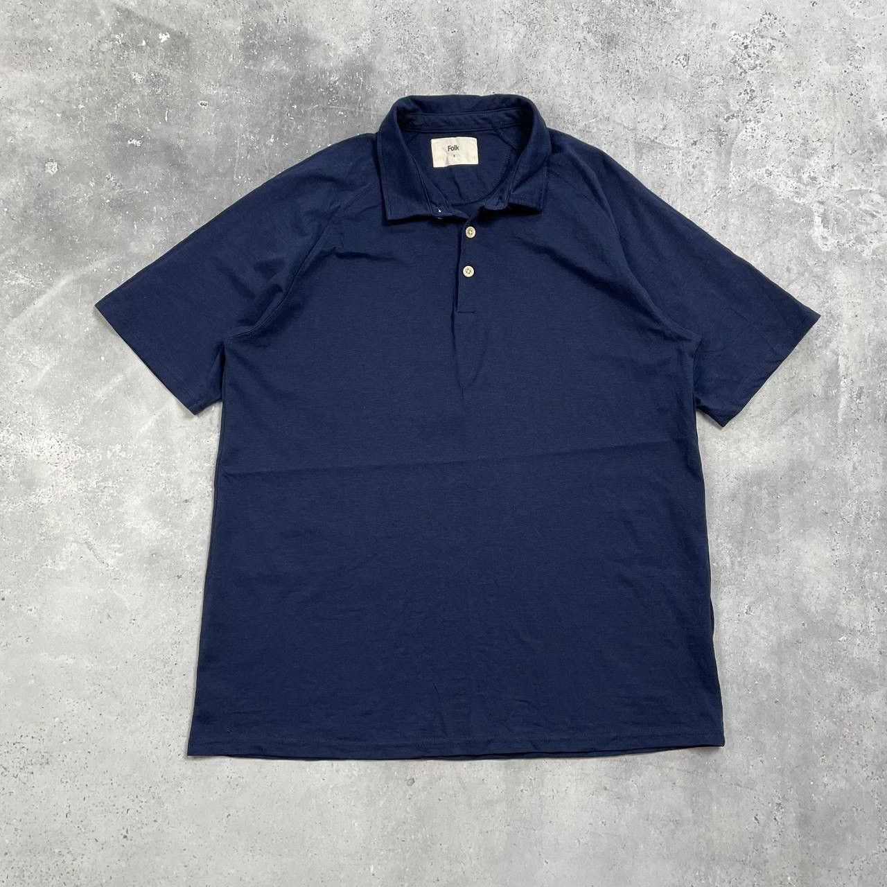 Folk Folk Three Button Cotton/ Viscose Polo Shirt Blue Size 5 XL Size US XL / EU 56 / 4 - 1 Thumbnail