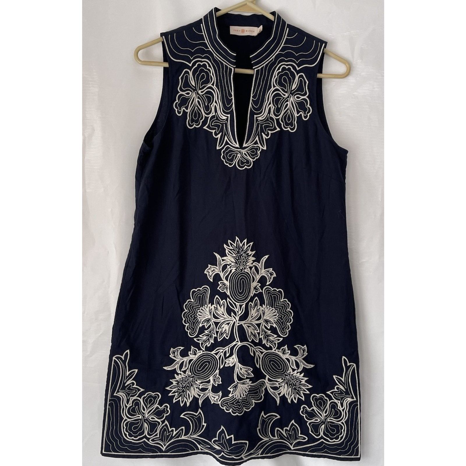 Tory Burch TORY BURCH Embroidered Sleeveless Tunic Mini Dress Blue S |  Grailed