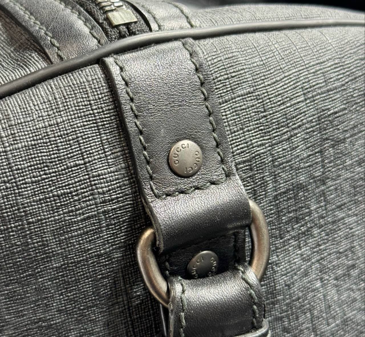 Gucci Gucci GG Large Supreme Duffle Bag Gray Black Keys Strap Lock Size ONE SIZE - 7 Thumbnail