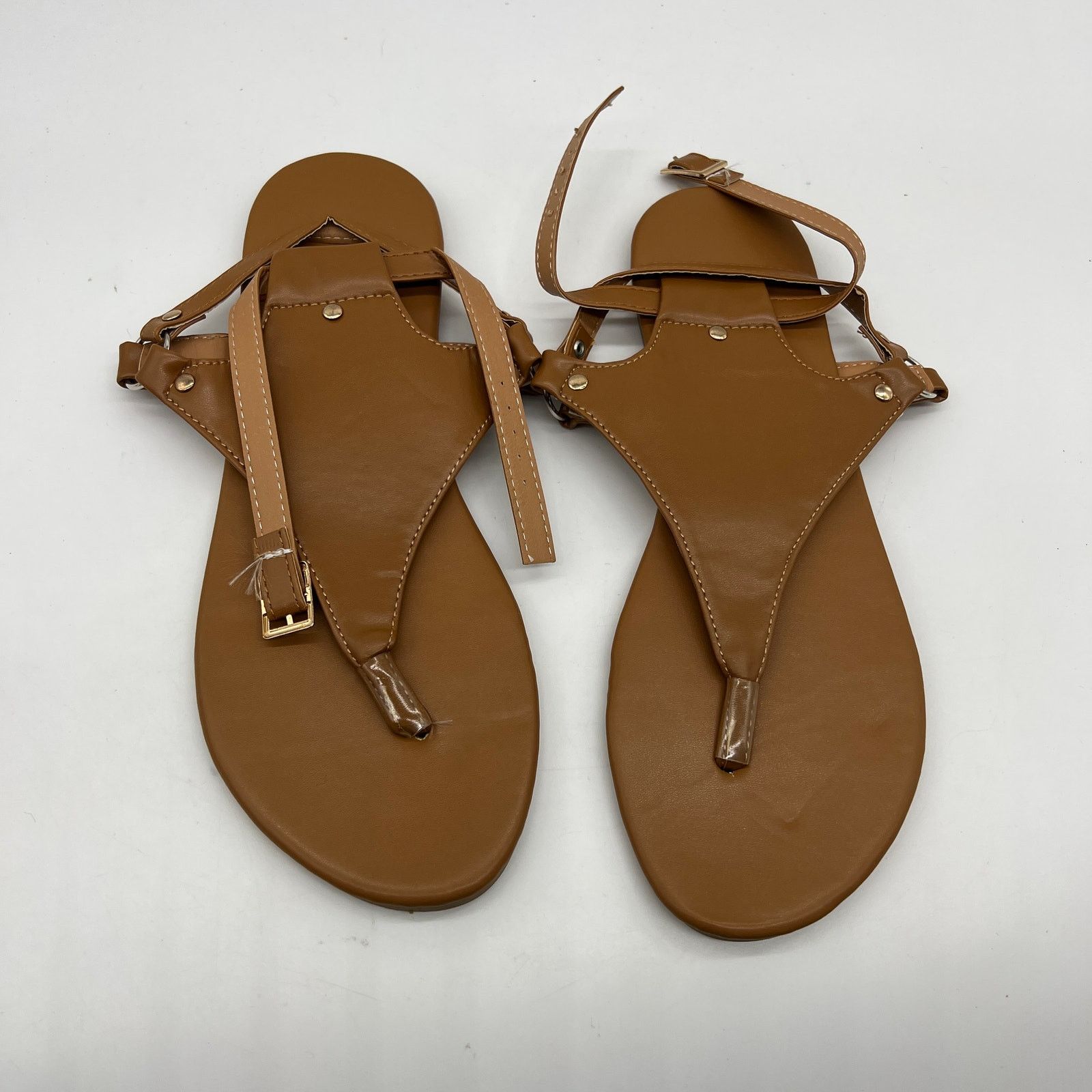 Other Thong Sandals Open Toe Shoes Flat Ankle Buckle Brow Size US 10 / IT 40 - 3 Thumbnail