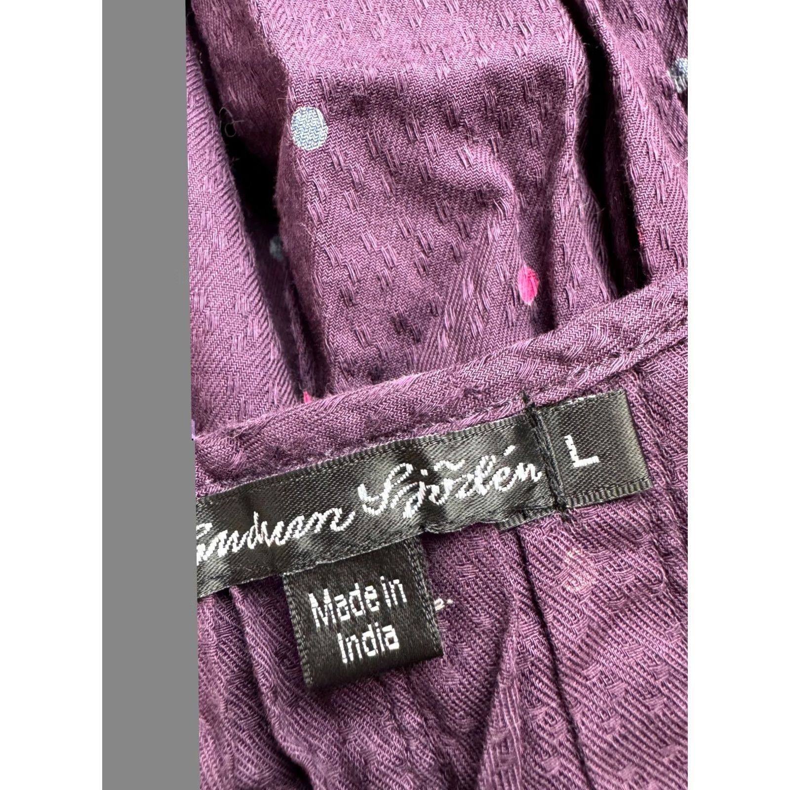 Vintage Gudrun Sjoden Tunic Shirt Womens L Organic Cotton Purple Polka Dot Boho Oversized Size L / US 10 / IT 46 - 4 Thumbnail