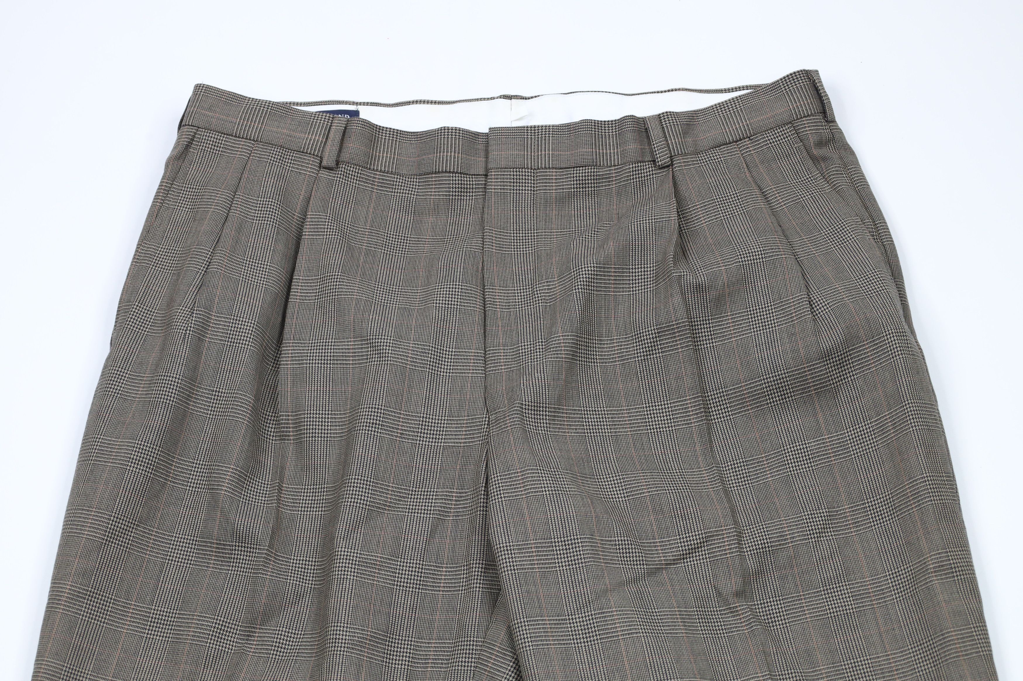 Lands' End × Vintage Vintage 90s Lands End Wide Leg Houndstooth Plaid Chino Pants Size US 40 / EU 56 - 2 Thumbnail