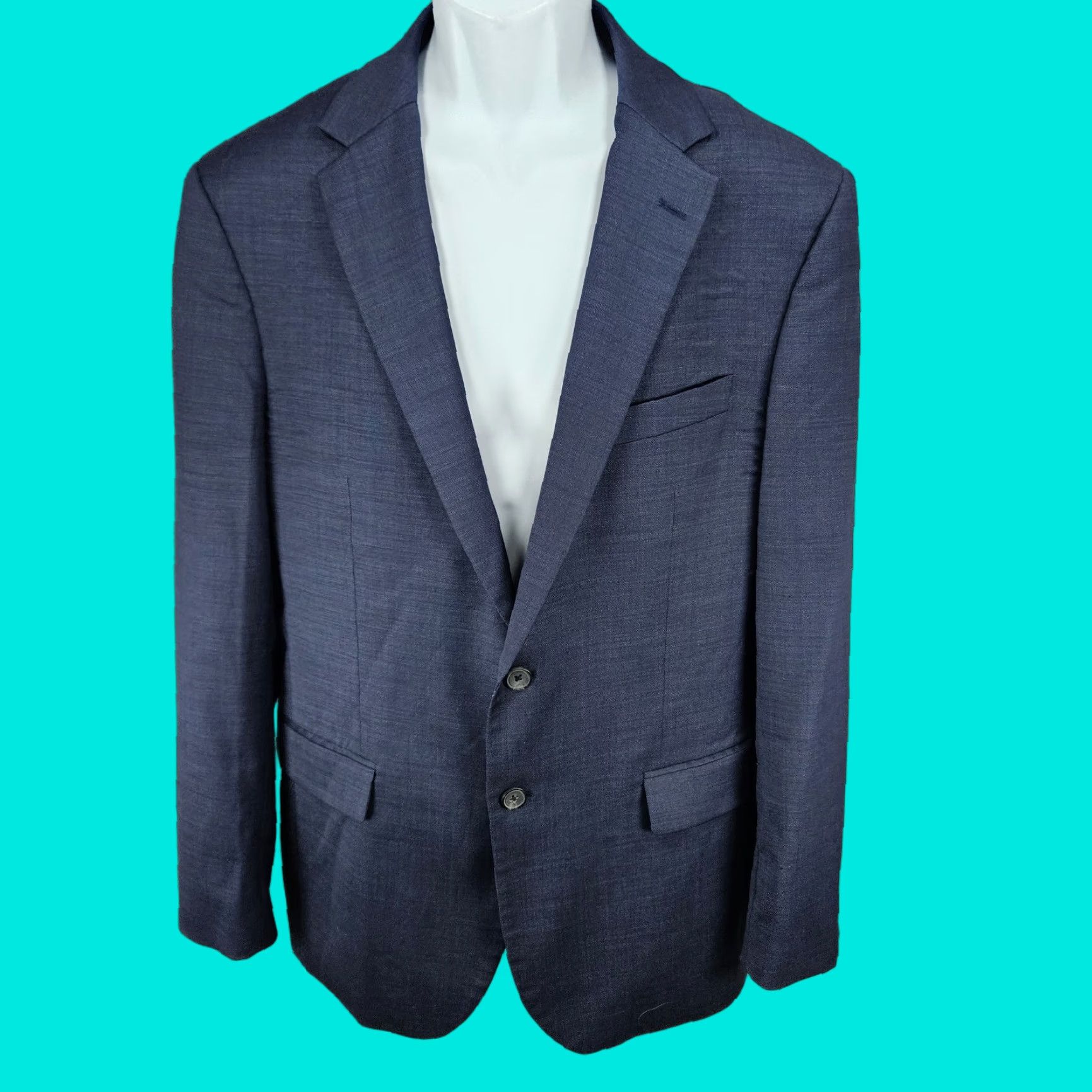 Jos. A. Bank VINTAGE Jos. A. Bank 1905 Blue Wool Blend Slim Fit 2 Button Vented Blazer Sport Coat 43R Size 46R - 1 Thumbnail