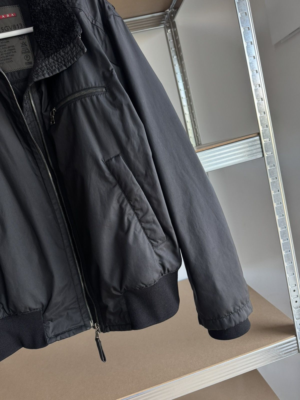 Prada Vintage Prada Black Tab Nylon Fur Bomber Jacket 2000s Luxury Size US L / EU 52-54 / 3 - 4 Thumbnail
