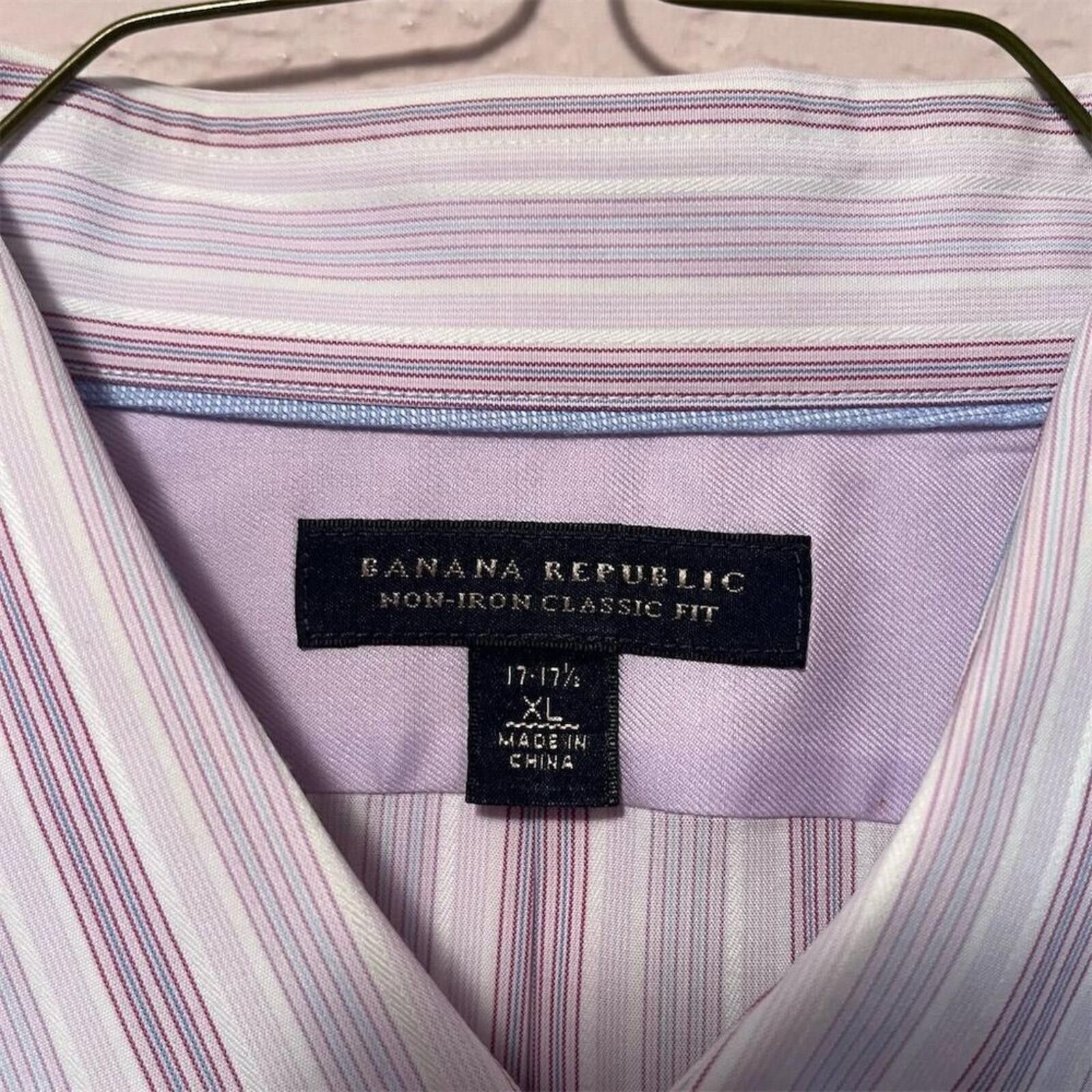 Banana Republic Banana Republic Non-Iron Classic Fit Striped Dress Shirt XL Size 44R - 2 Thumbnail