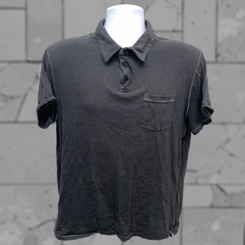 John Varvatos John Varvatos USA Men's Golf Polo Shirt XL Black Gray Striped Short Sleeve Cotton Mens Size US XL / EU 56 / 4 - 1 Thumbnail