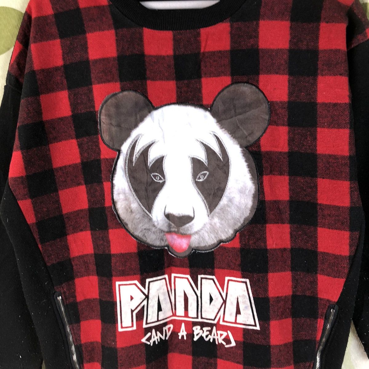 Japanese Brand Panda and A Bear Red checkered Sweatshirt #7468 Size L / US 10 / IT 46 - 9 Thumbnail