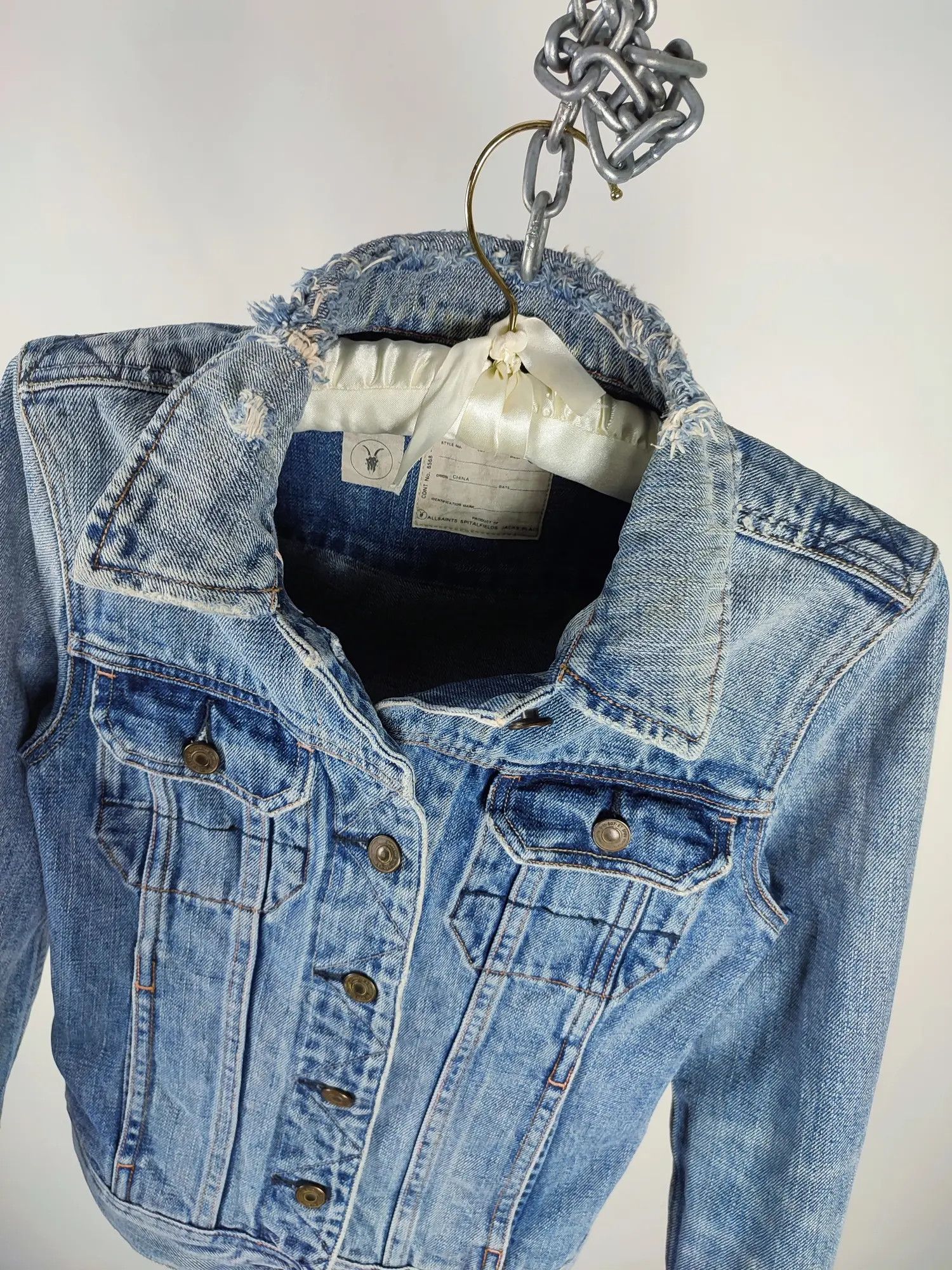 Allsaints × Japanese Brand Allsaints Lamara Distressed Denim Selvedge Slim Jacket Size M / US 6-8 / IT 42-44 - 1 Thumbnail