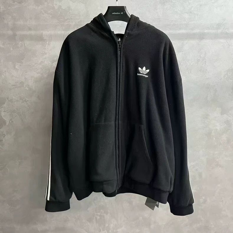 Balenciaga Balenciaga Black polar fleece embroidered logo zip hoodie Size US XS / EU 42 / 0 - 1 Thumbnail