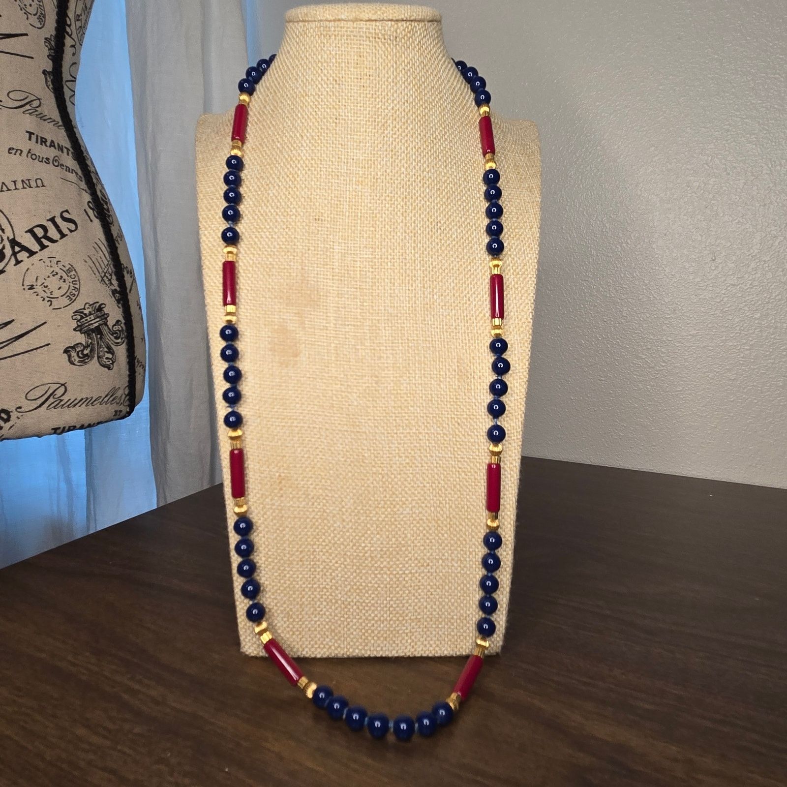 Vintage Vintage Bead Necklace - Blue & Red Glass Size ONE SIZE - 2 Thumbnail