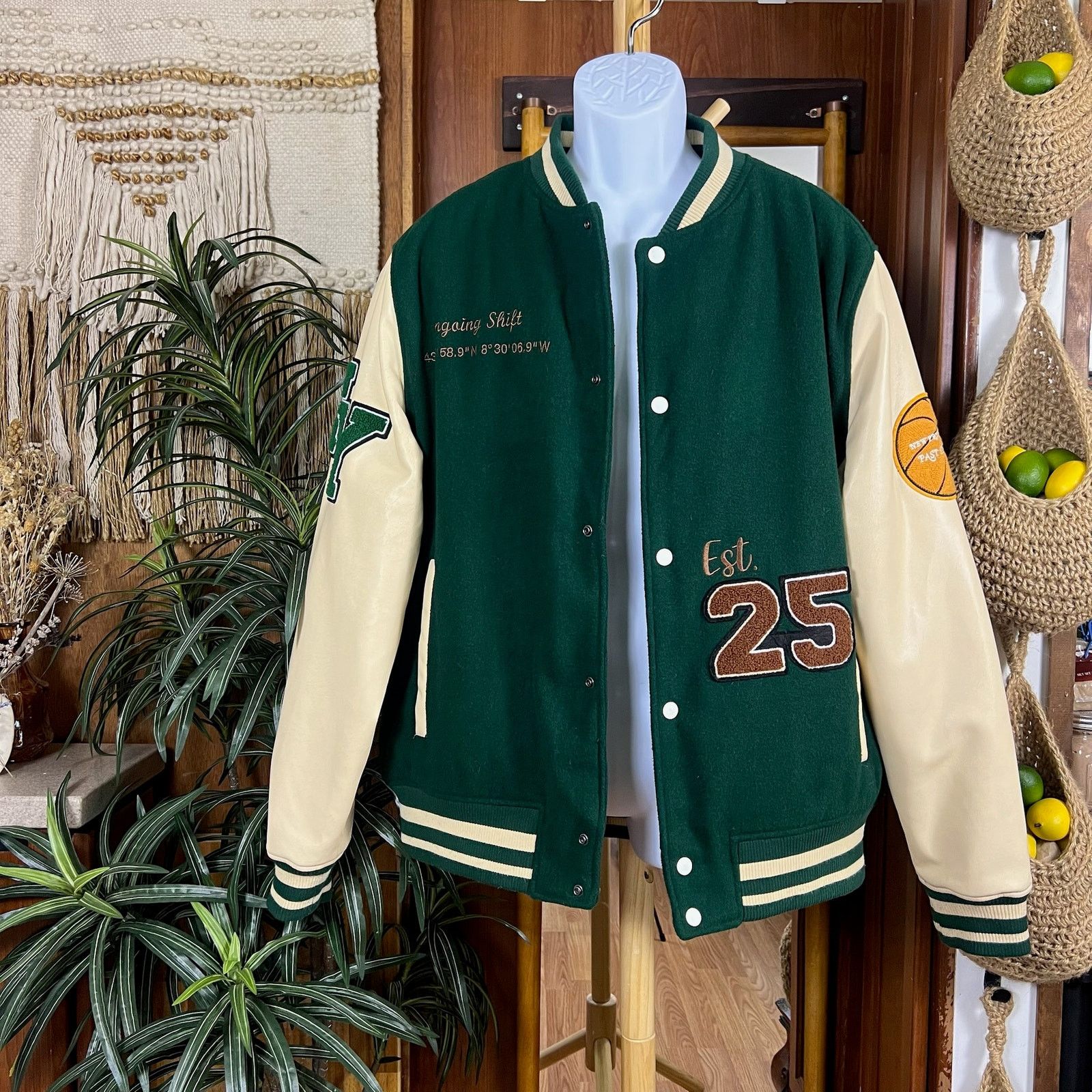 Zara Zara “Crystal Clear” Varsity Jacket XL Embroidered Cactus Size US XL / EU 56 / 4 - 3 Thumbnail