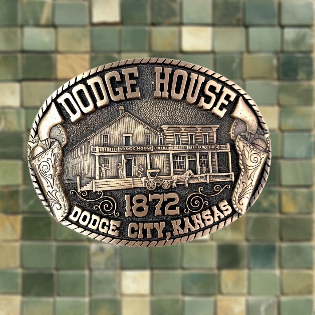 Vintage VINTAGE Dodge House 1872 belt buckle Bronze Tone Western Limited Edition Men Belt Buckle Size ONE SIZE - 1 Thumbnail