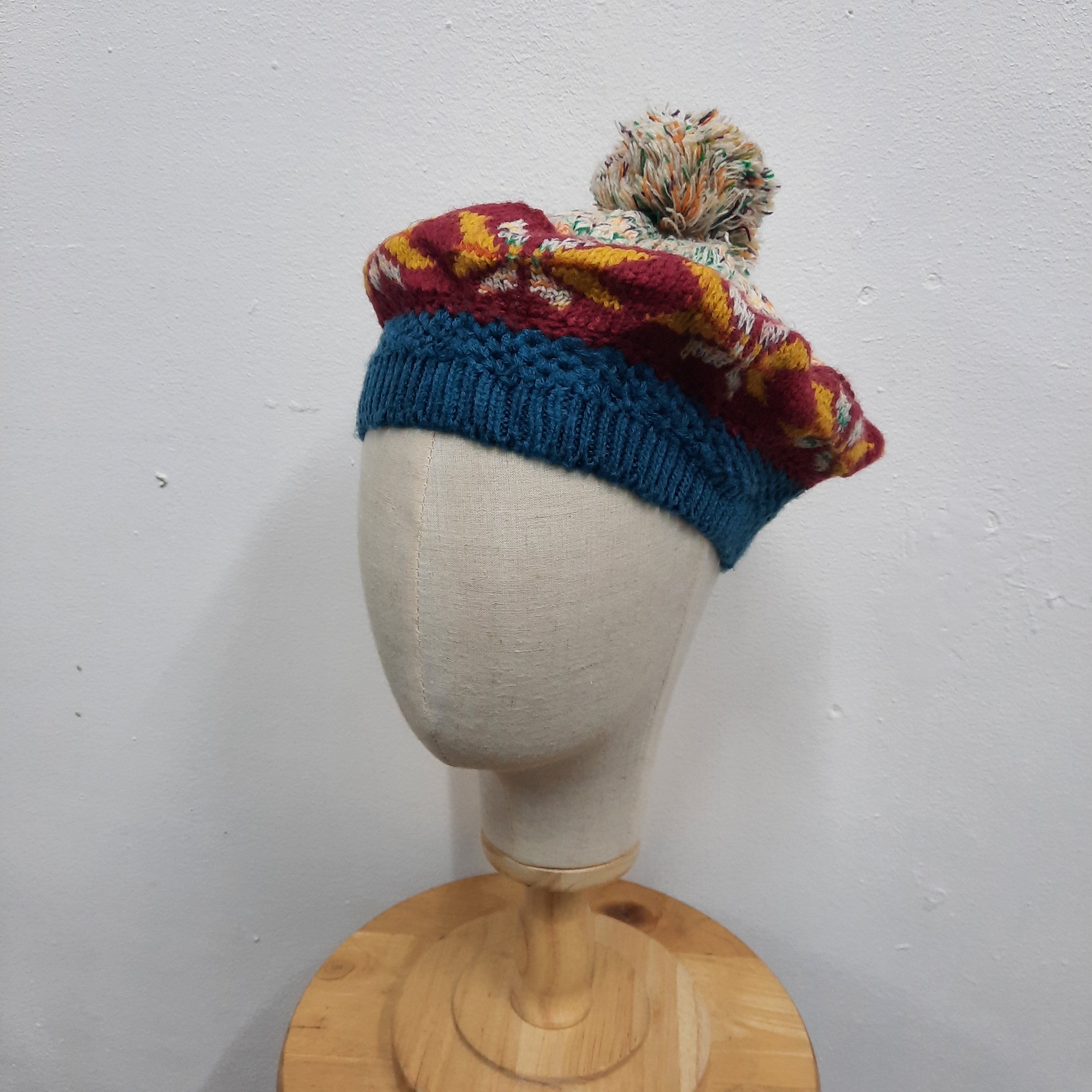 Japanese Brand 🍭 Japanese titicaca atzec knit beret hat Size ONE SIZE - 2 Thumbnail