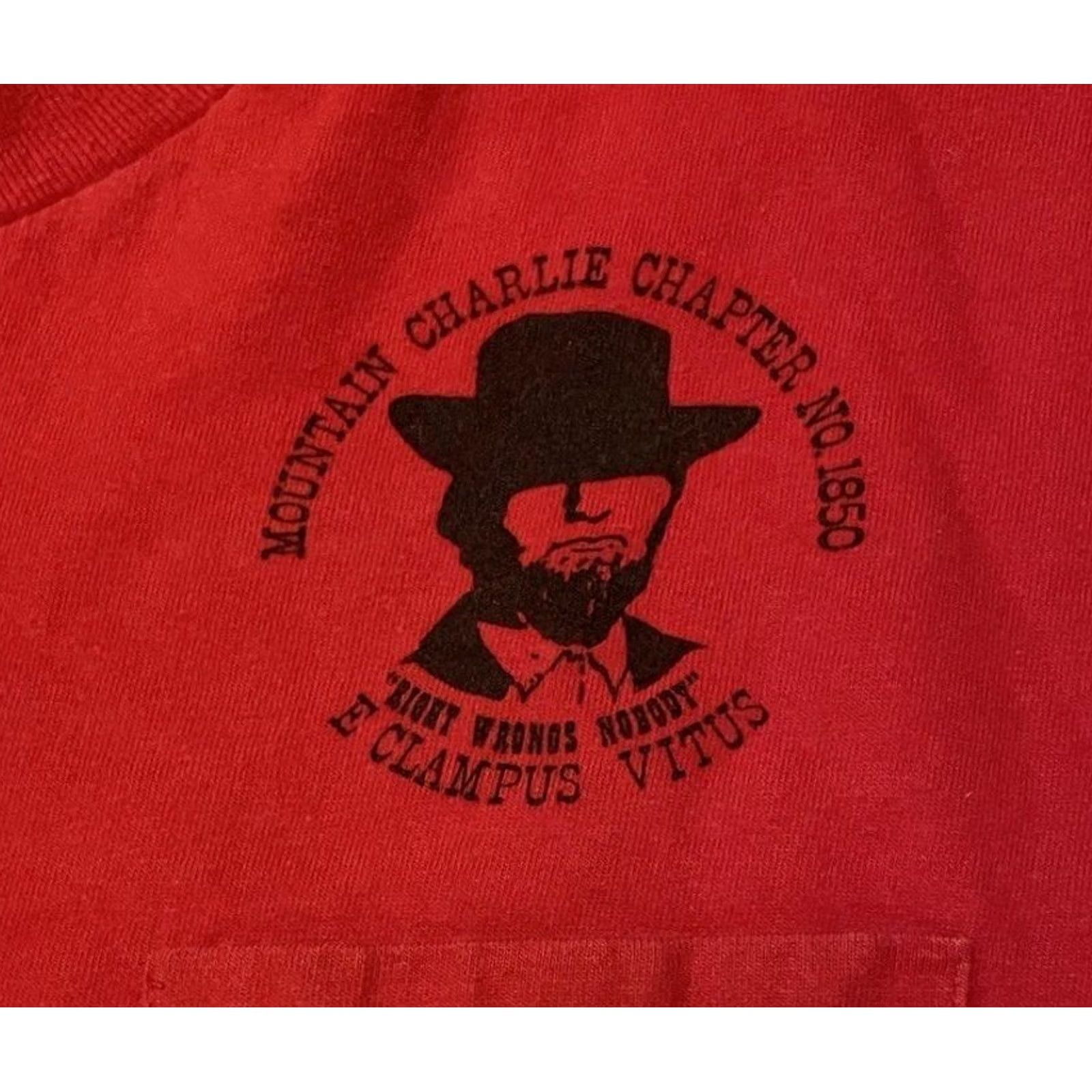 Vintage VINTAGE E Clampus Vitus Mountain Charlie Chapter Shirt XL Red Logo Short Sleeve T-Shirt Mens 90s Biker Grunge Striped Pattern Size US XL / EU 56 / 4 - 4 Thumbnail