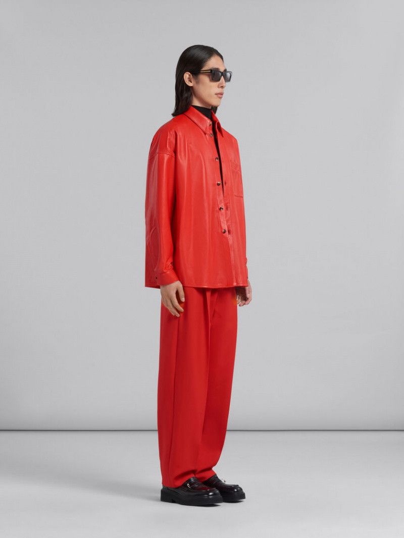 Marni o1w1db11124 Tropical Wool Tailored Trouser in Red Size US 30 / EU 46 - 5 Thumbnail