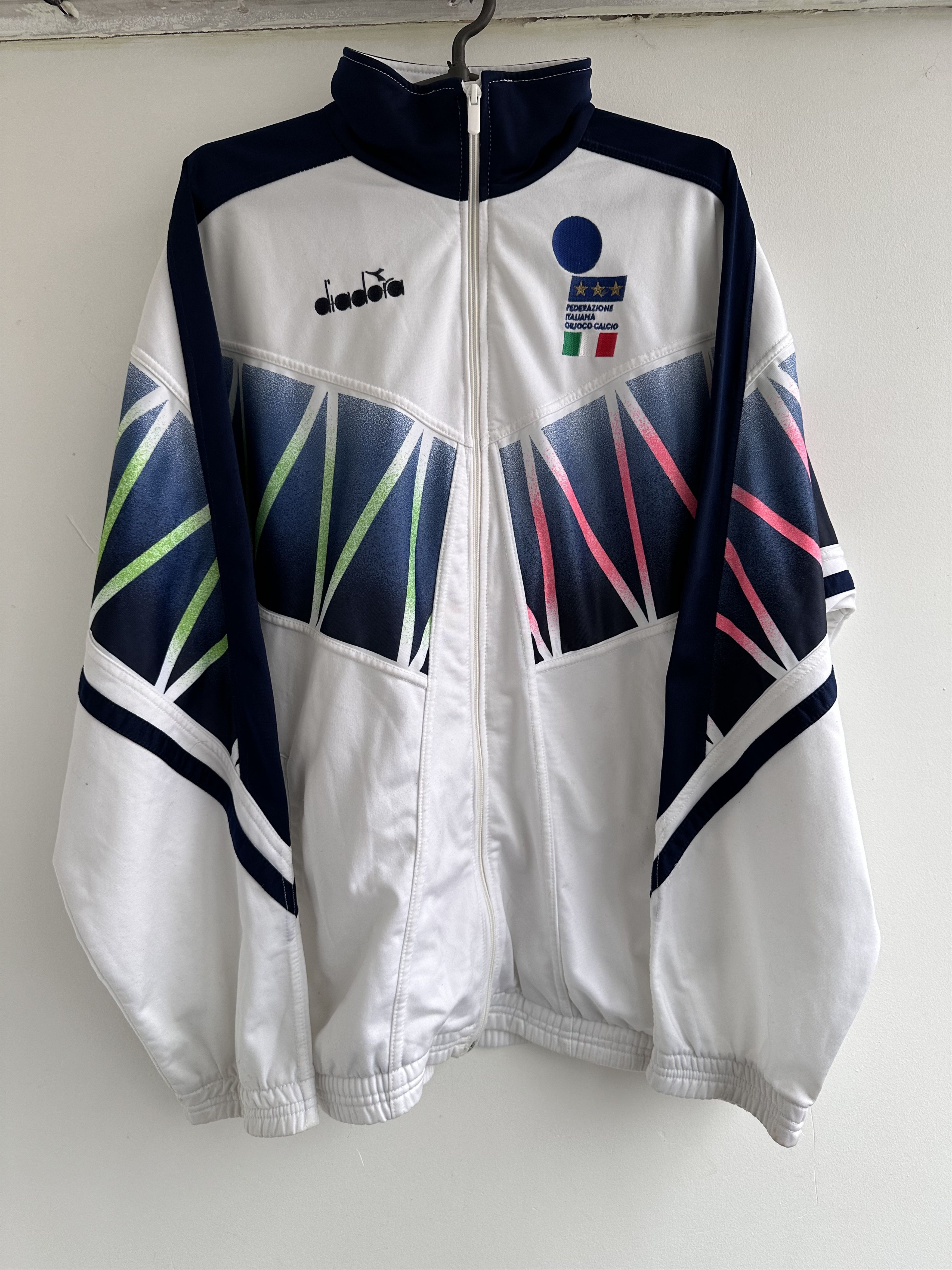 image of Diadora Soccer Jacket Vintage Italy in White, Men's (Size XL)