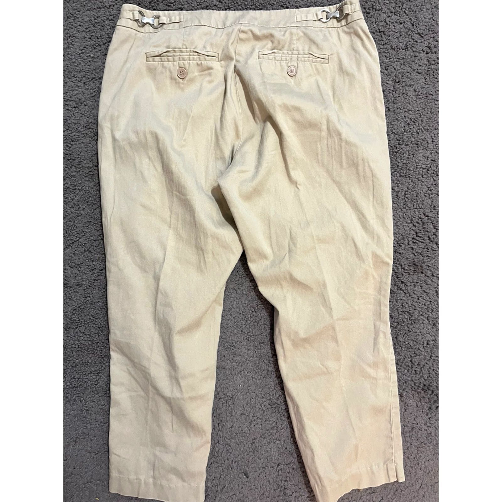 Vintage NY&C Women's Capri Pants Size 8 Beige Solid with Pockets EUC Size ONE SIZE - 3 Thumbnail