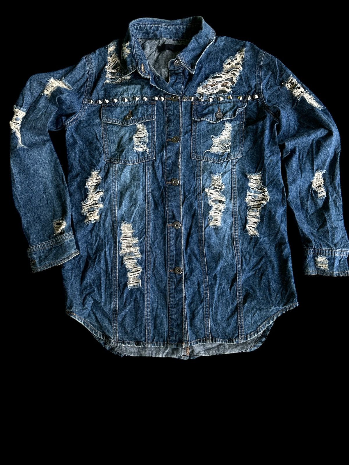 Kapital Denim Jacket💥 Glad News Studded Jacket Distress Fashion💥 Size US L / EU 52-54 / 3 - 2 Thumbnail
