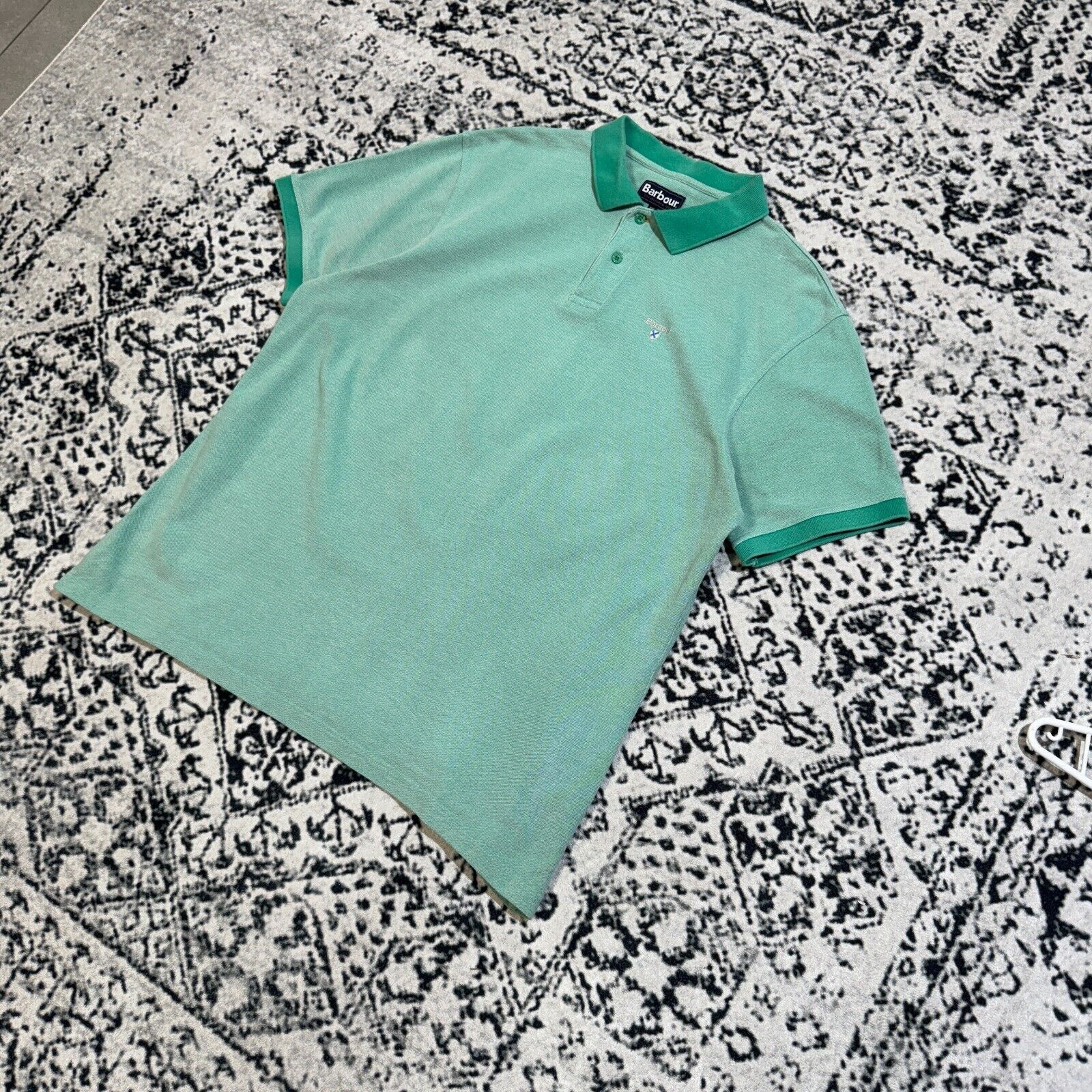 Barbour Vintage Barbour Unisex Green Cotton Polo Shirt Size XXL Size US XXL / EU 58 / 5 - 3 Thumbnail
