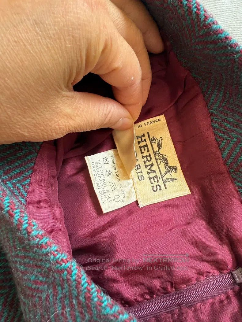Hermes Hermes Wool half-skirt, purple-red herringbone fabric, inn Size 28" / US 6 / IT 42 - 7 Thumbnail
