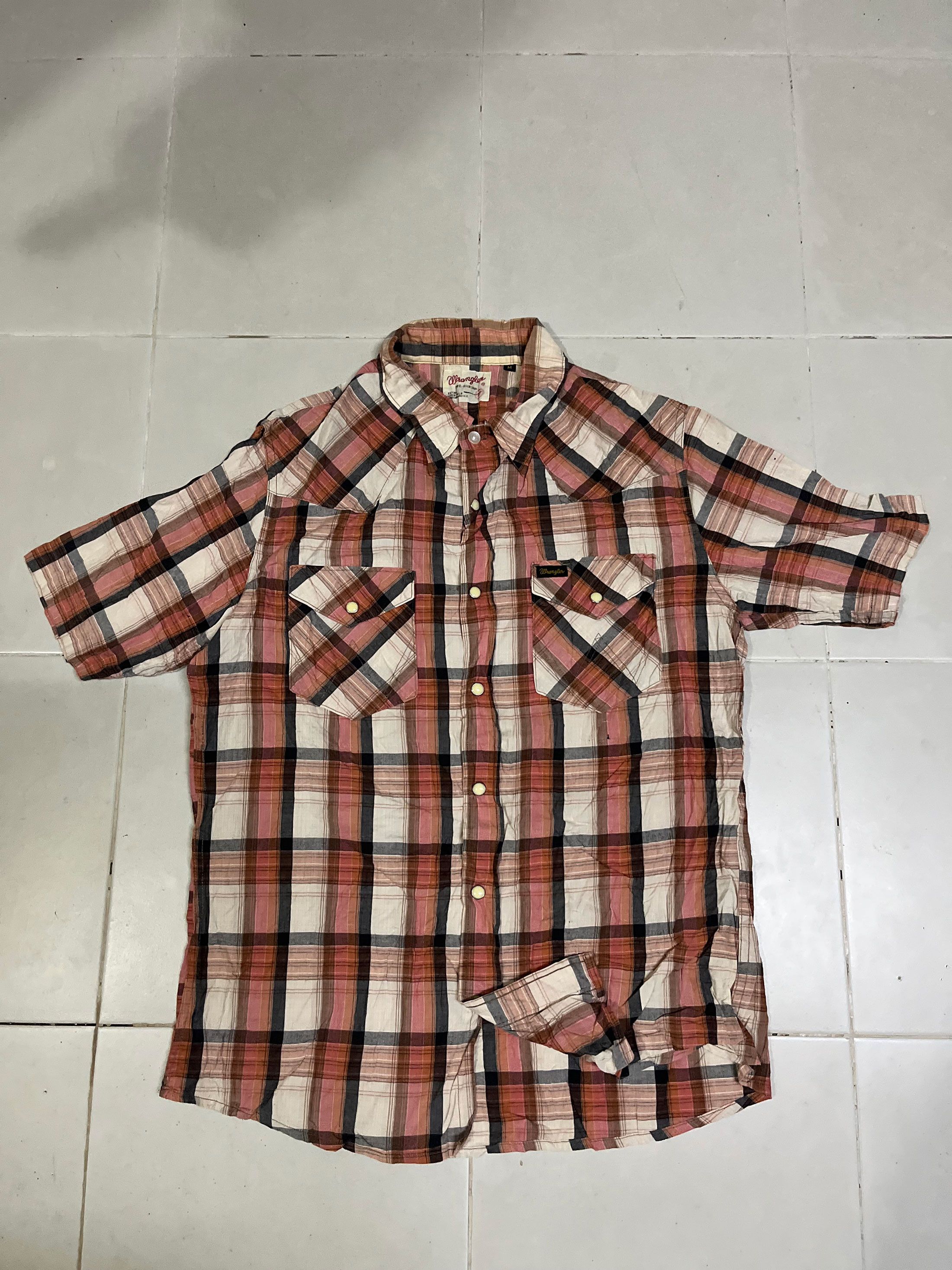 Japanese Brand × Wrangler Wrangler Short Sleeve Pearl Snap Western Checkered Size US M / EU 48-50 / 2 - 1 Thumbnail
