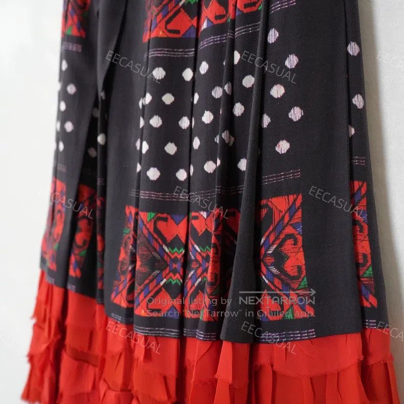 Comme des Garcons Comme Des Garcons size XS Red and black woven fringe pleat Size 23" - 8 Thumbnail