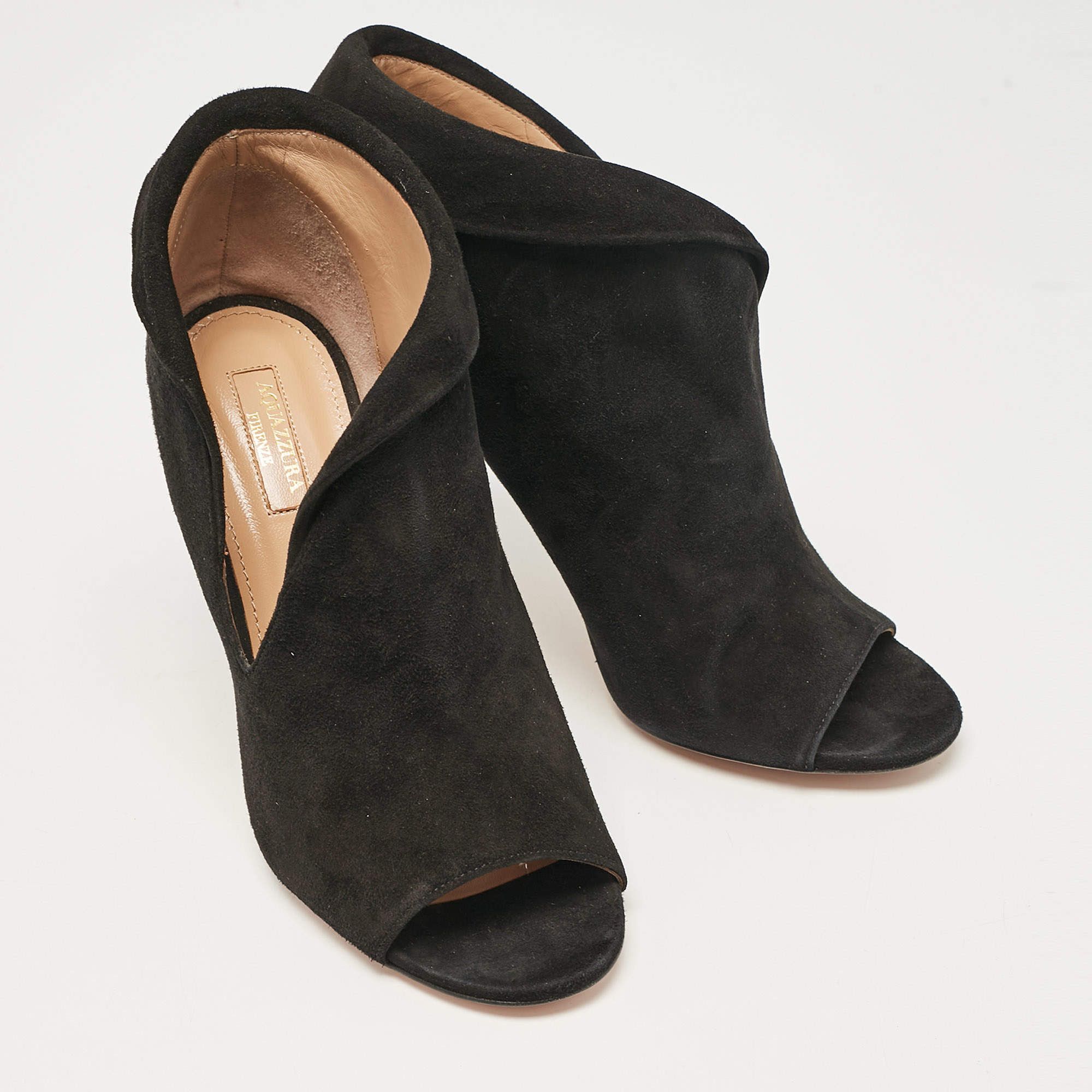 Aquazzura o1y0625 Suede Ankle Boots in Black Size US 6.5 / IT 36.5 - 4 Thumbnail