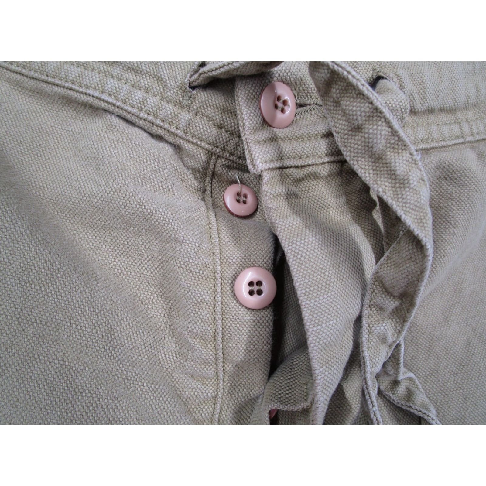 J.Crew VINTAGE J.CREW Shorts Mens 36 Beige Linen Blend Drawstring Chino Button Fly Y2K Size US 33 - 3 Thumbnail
