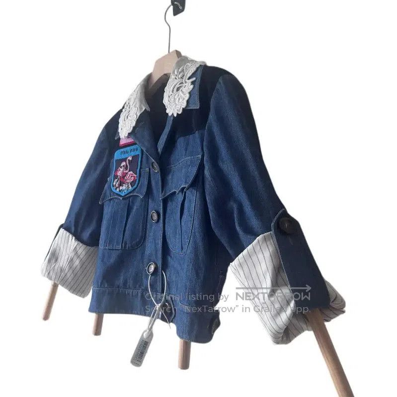 Miu Miu Miu Miu Embroidered Denim Jacket for Women . Size M / US 6-8 / IT 42-44 - 2 Thumbnail