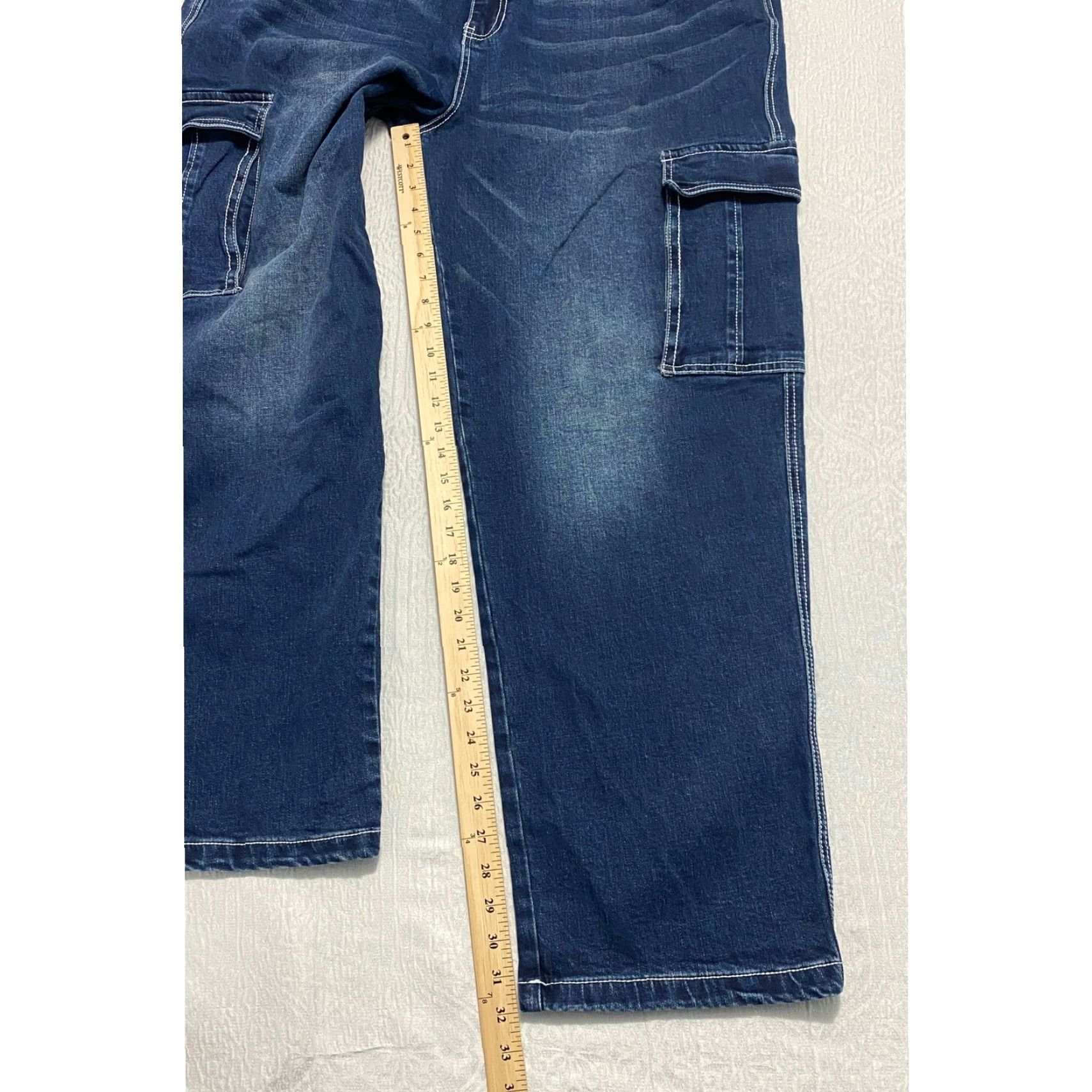 Vintage Novamen Carpenter Jeans Mens 40 Blue Denim Jeans Wide-Leg Relaxed Fit Utility Pockets Cargo Pocket Straight Leg Nascent? Size US 40 / EU 56 - 7 Thumbnail