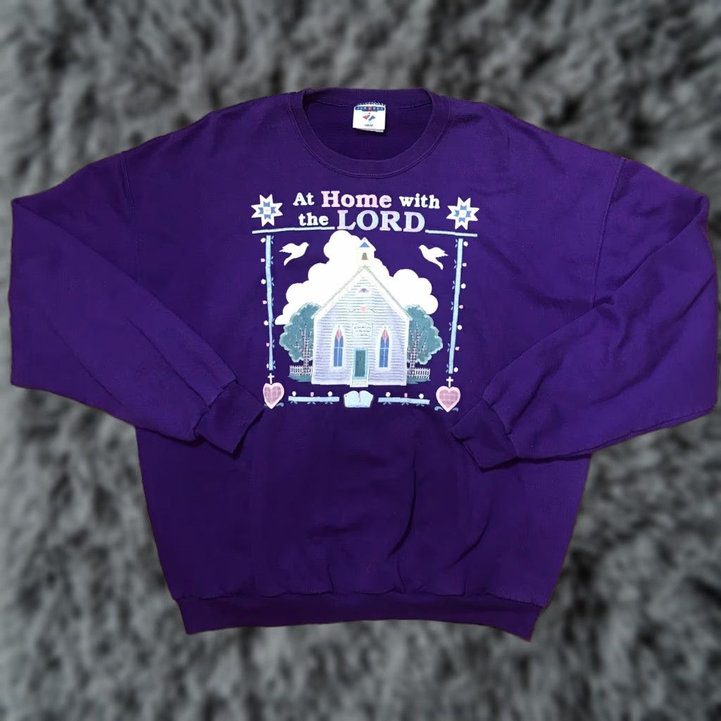 Jerzees VINTAGE Jerzees Crewneck Sweatshirt XL Purple Women Size XL / US 12-14 / IT 48-50 - 1 Thumbnail