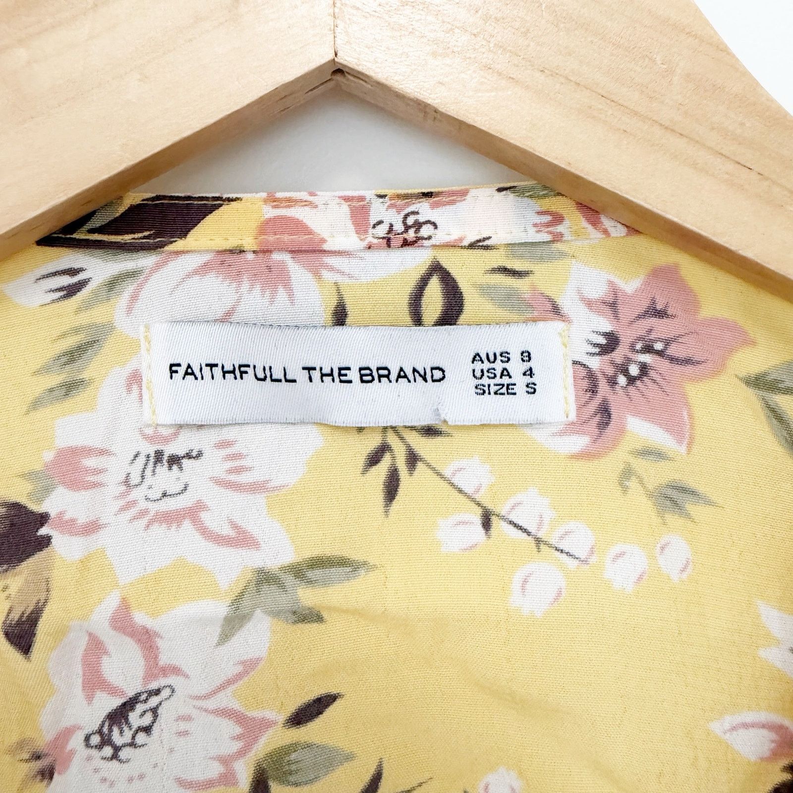 Other Faithfull The Brand Mali Yellow Floral Wrap Top Sz S Size S / US 4 / IT 40 - 3 Thumbnail