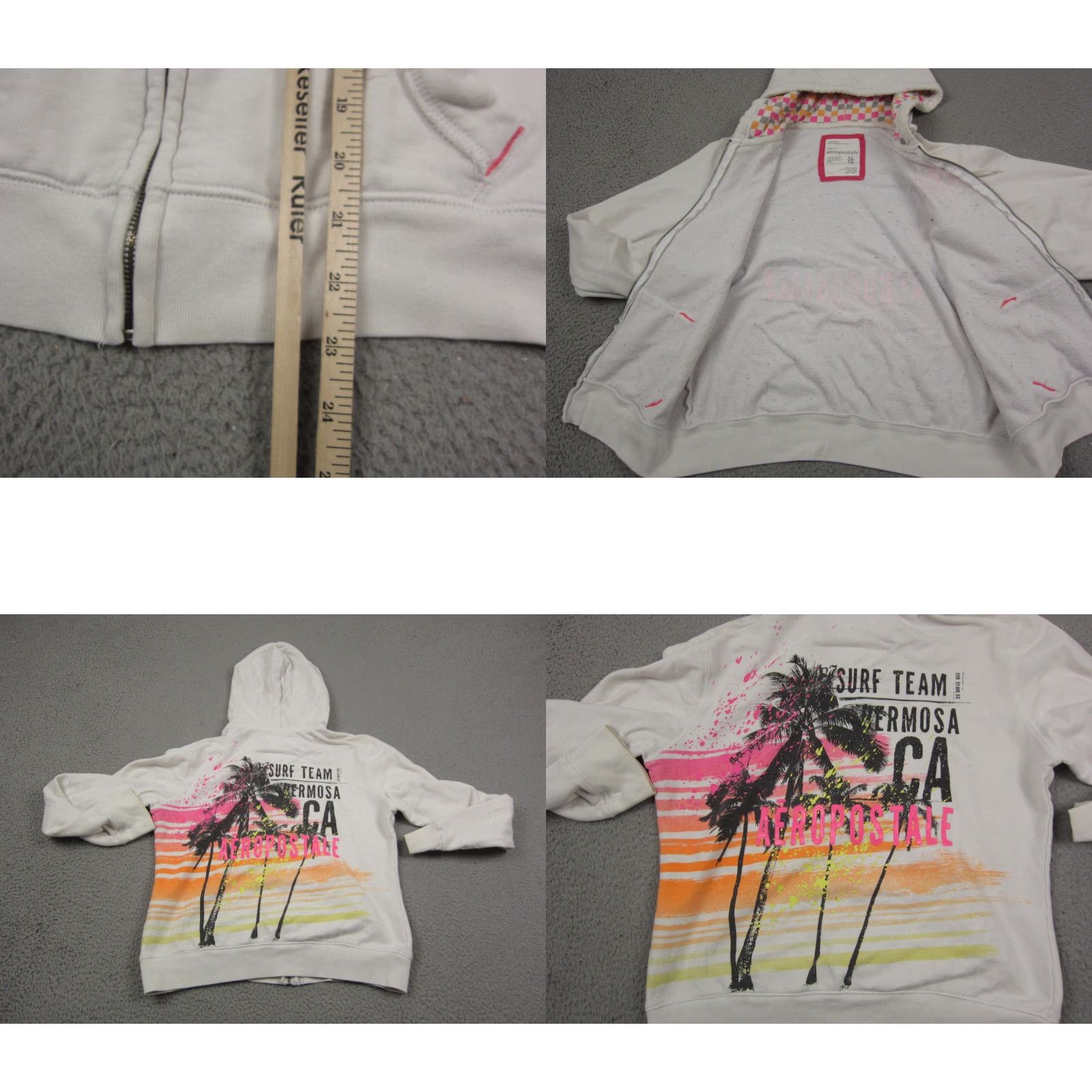 Vintage Aéropostale Hoodie Womens XL White Full Zip Palm Trees Sweatshirt Size XL / US 12-14 / IT 48-50 - 9 Thumbnail