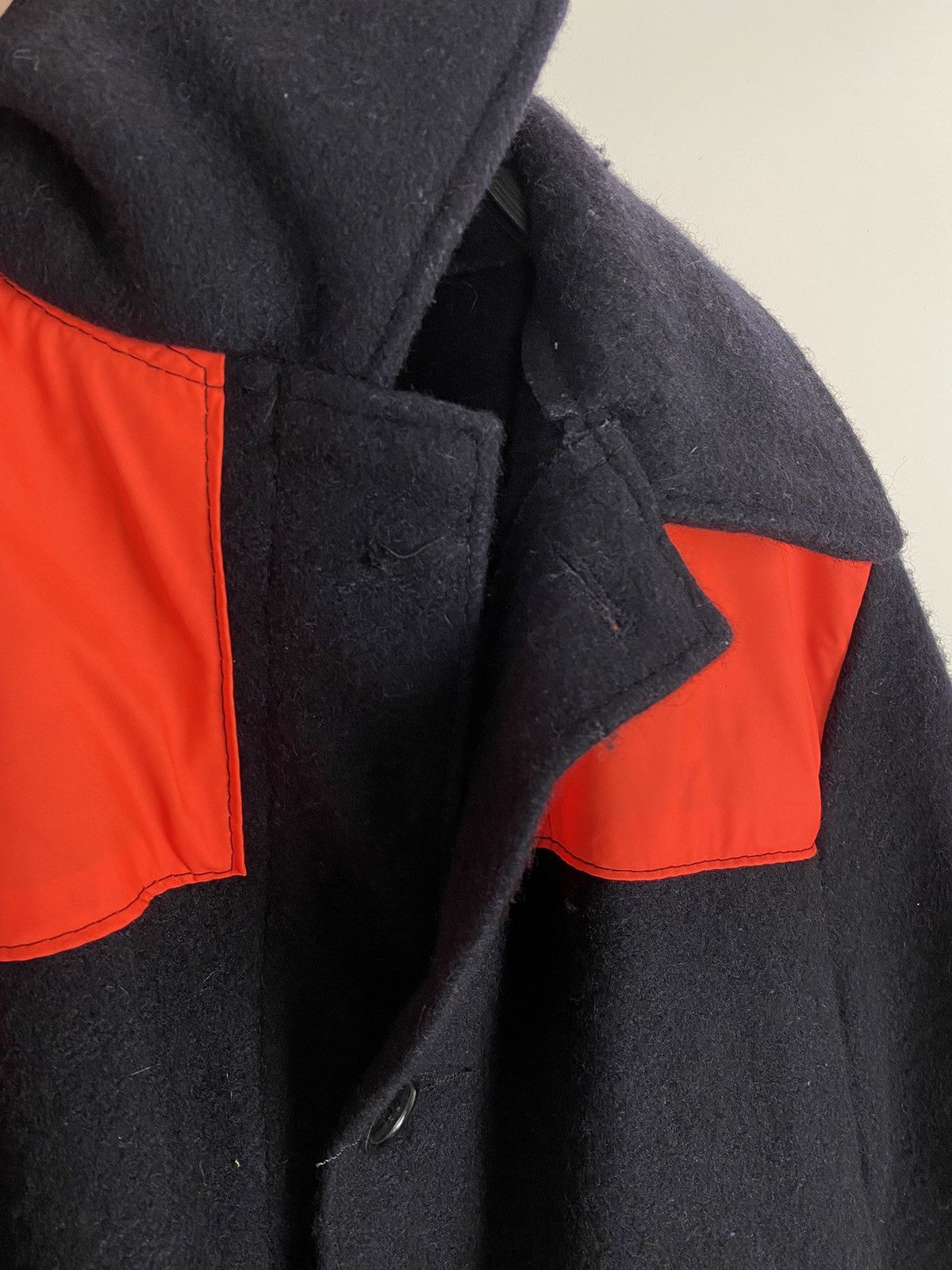 Vintage 1980’s Vintage Navy Wool Orange Poly Coated Donkey Jacket Size US L / EU 52-54 / 3 - 5 Thumbnail