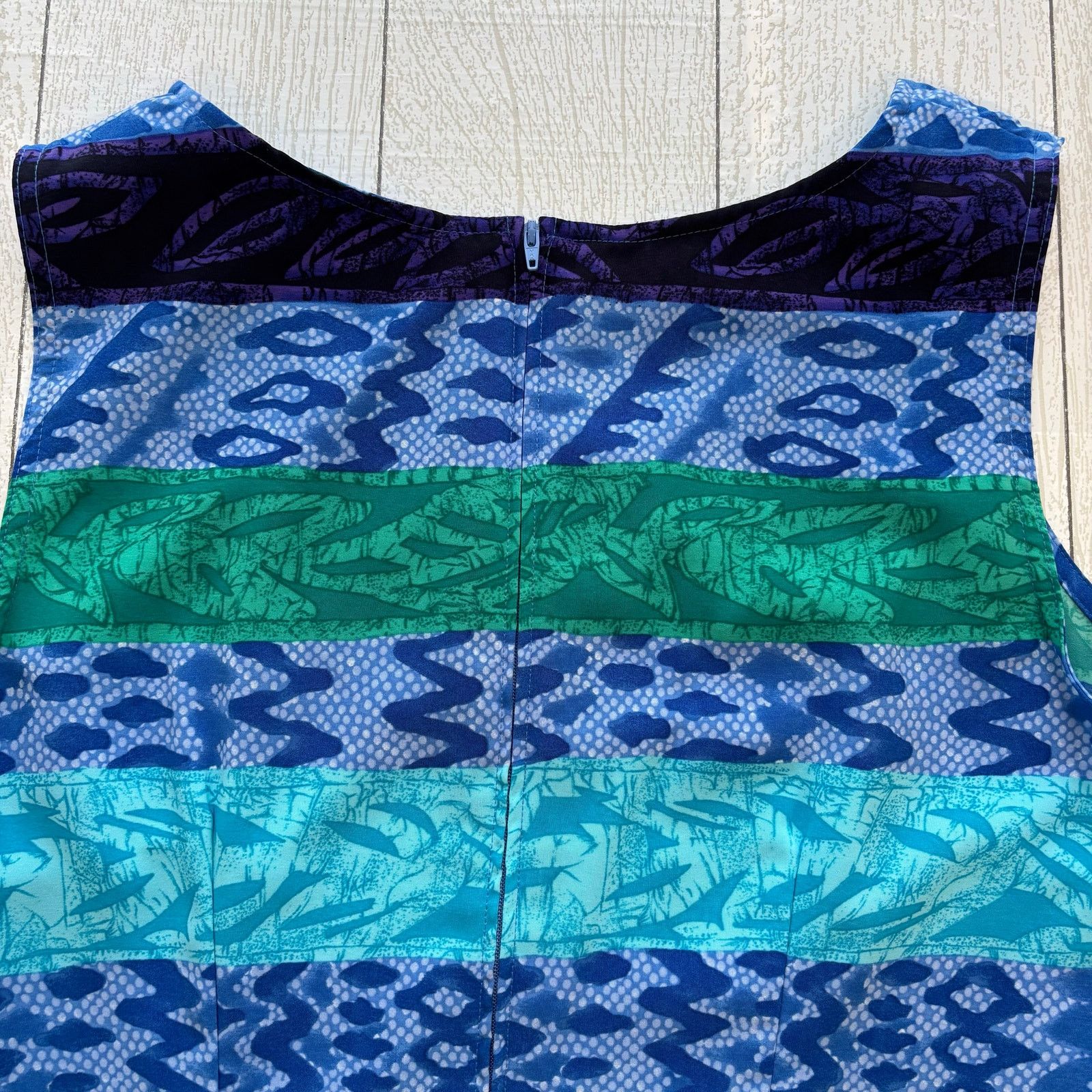 Other Kathie Lee Collection Blue Green Tropical Shift Dress 16 Size XXL / US 16-18 / IT 52-54 - 11 Thumbnail