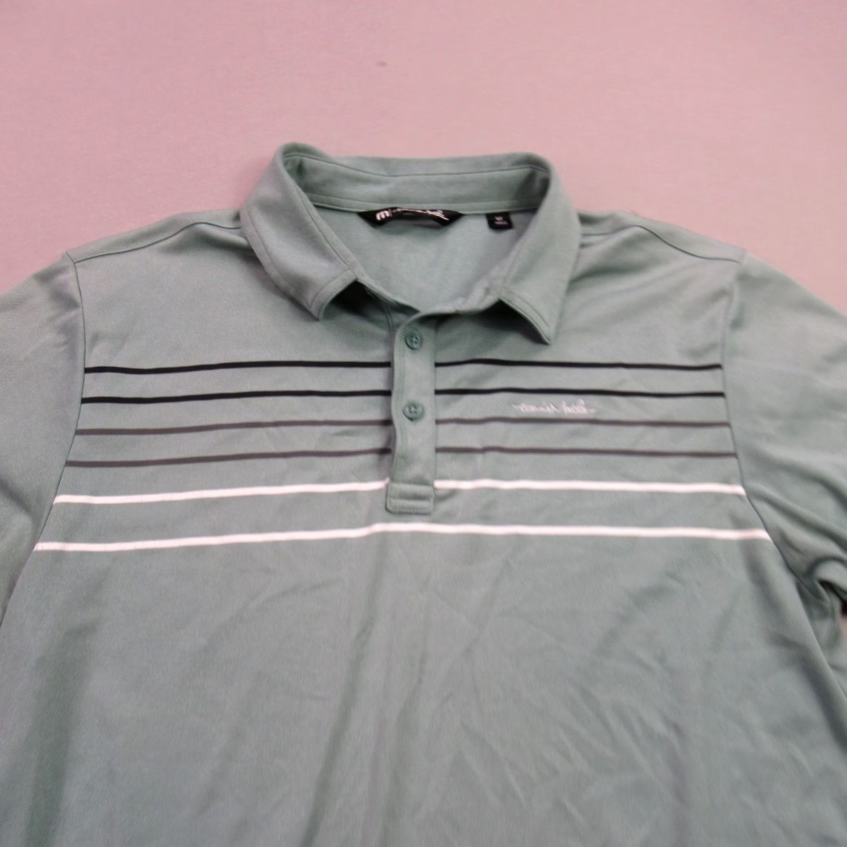TravisMathew Travis Mathew Men’s Performance Golf Polo Shirt | Size M | Green Striped Short Sleeve Polo Men Regular Fit Size US M / EU 48-50 / 2 - 3 Thumbnail