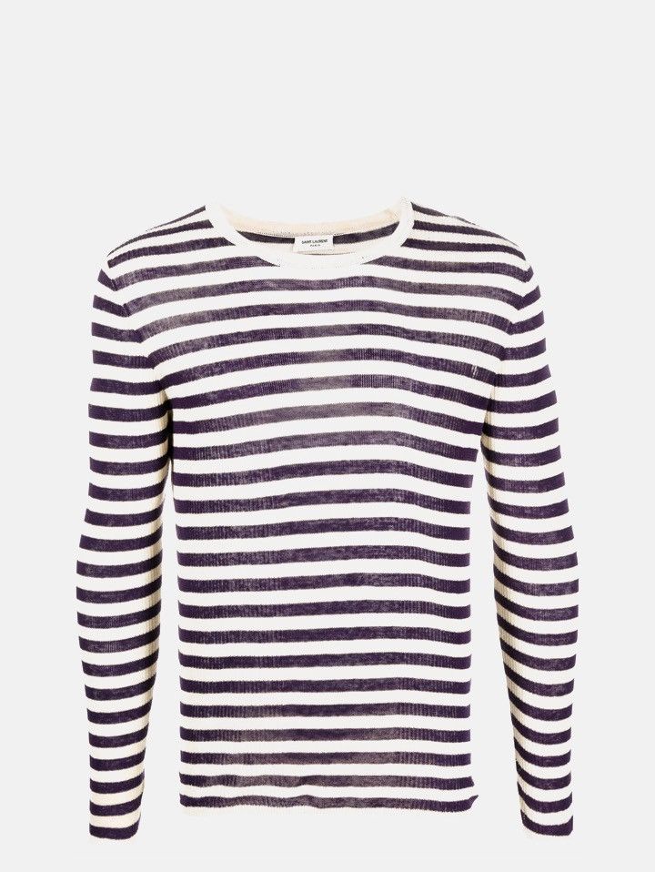 Saint Laurent Striped Ribbed-Knit Jumper